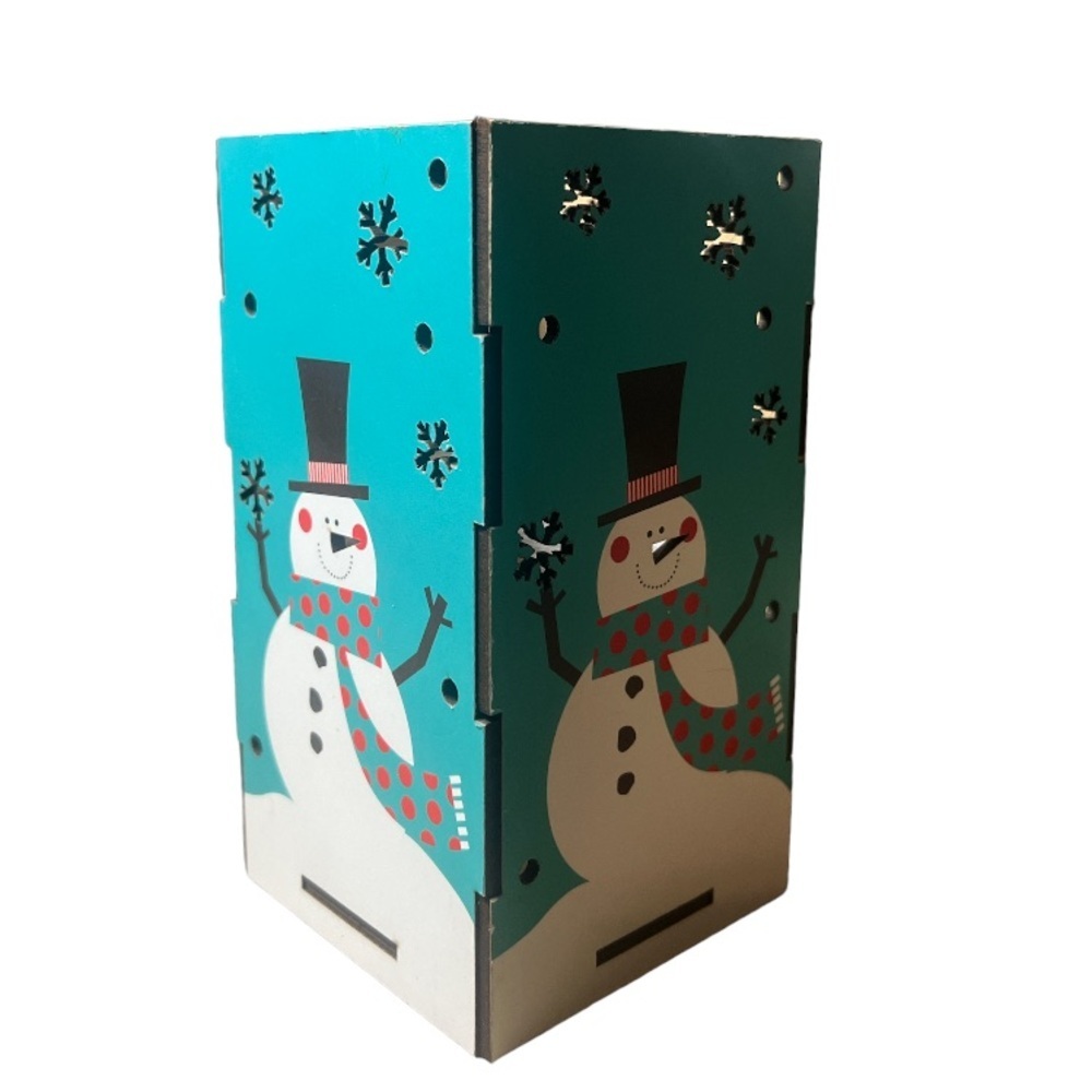 NWT 2 LED Changing Color Wood Snowman with Snowflake